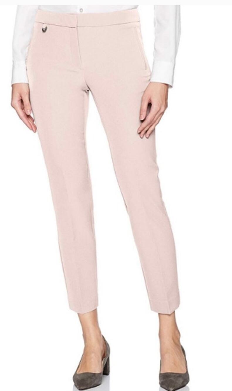 Adrianna Papell Kate Fit Bi Stretch Ankle Pants Women's 10 Blush Pink NWT